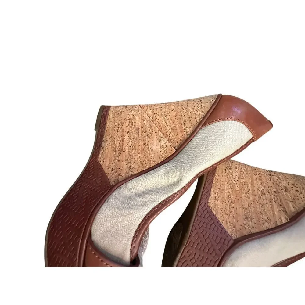Gianni Bini Women's Brown Trim Cork Rope Platform Wedge Heels Size 6.5